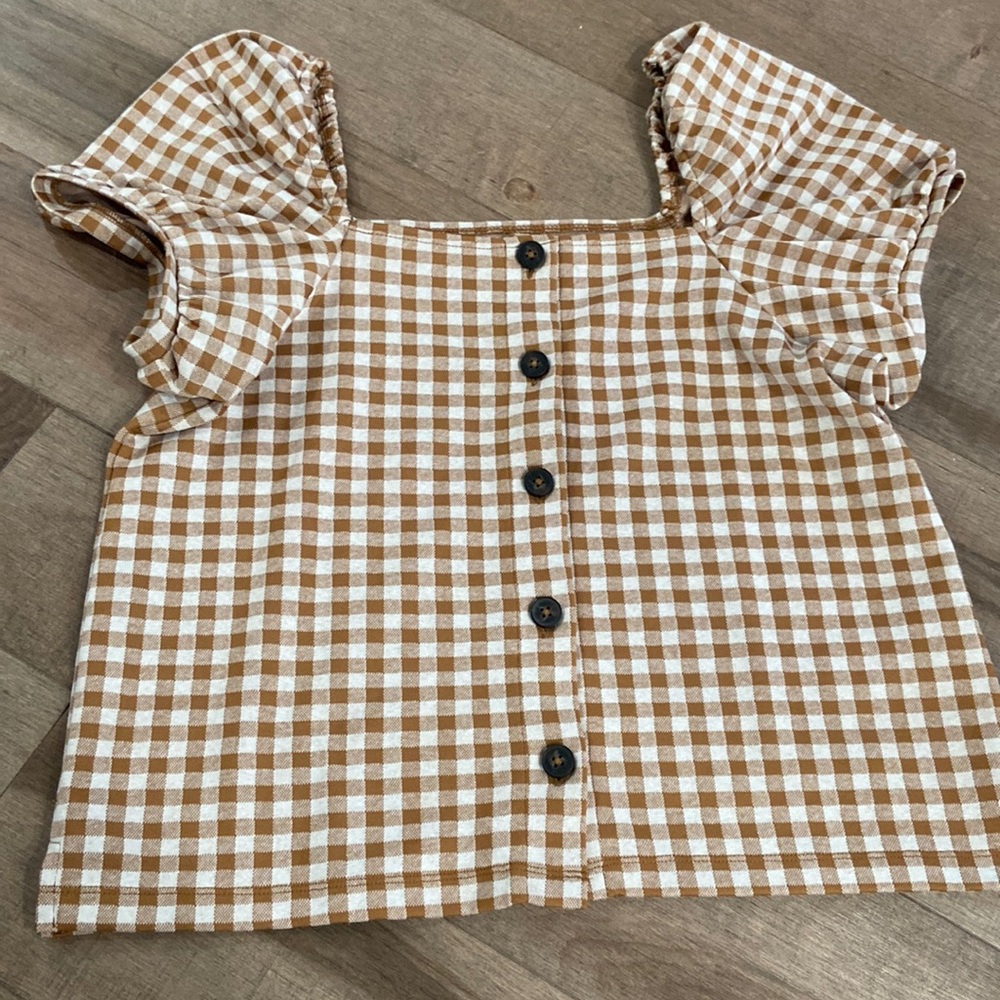 Madewell Gingham Square-Neck Top, size L